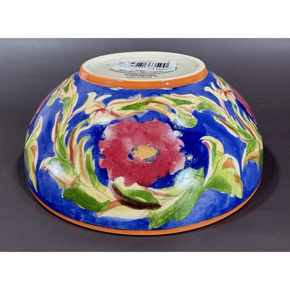 Pfaltzgraff Villa della Luna Fleur Soup Cereal Bowls Set 2 2004 Blue Orange Y2K